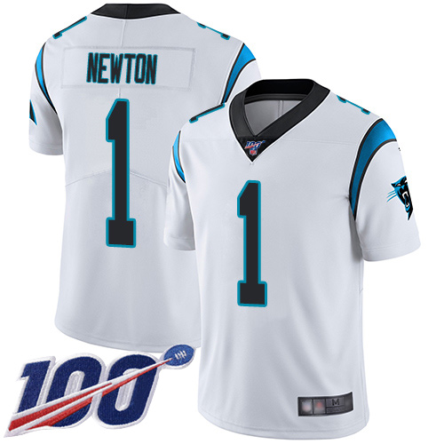 Carolina Panthers Limited White Youth Cam Newton Road Jersey NFL Football 1 100th Season Vapor Untouchable